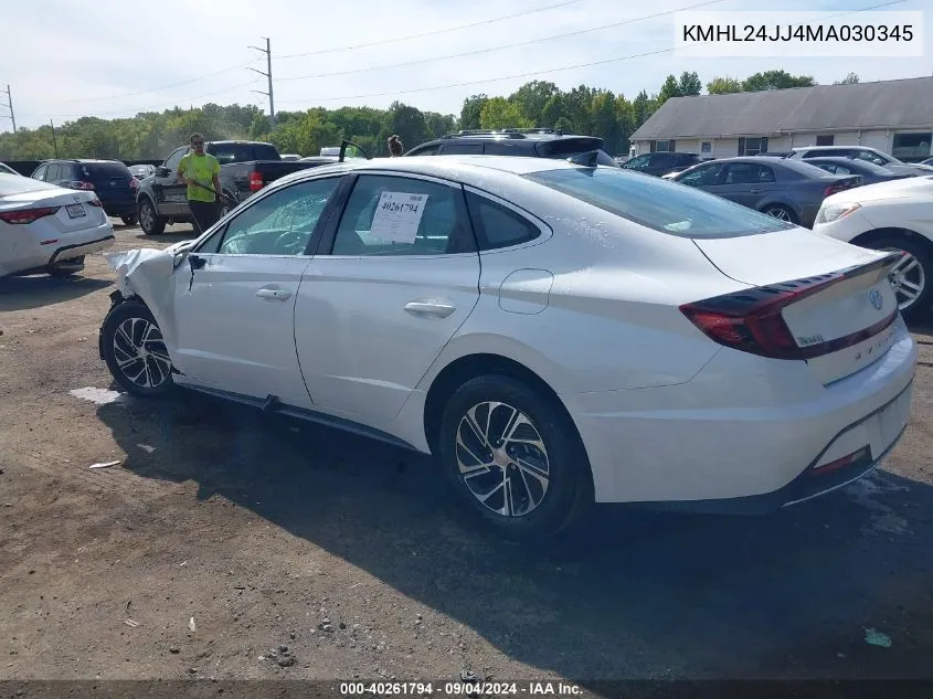 2021 Hyundai Sonata Blue VIN: KMHL24JJ4MA030345 Lot: 40261794