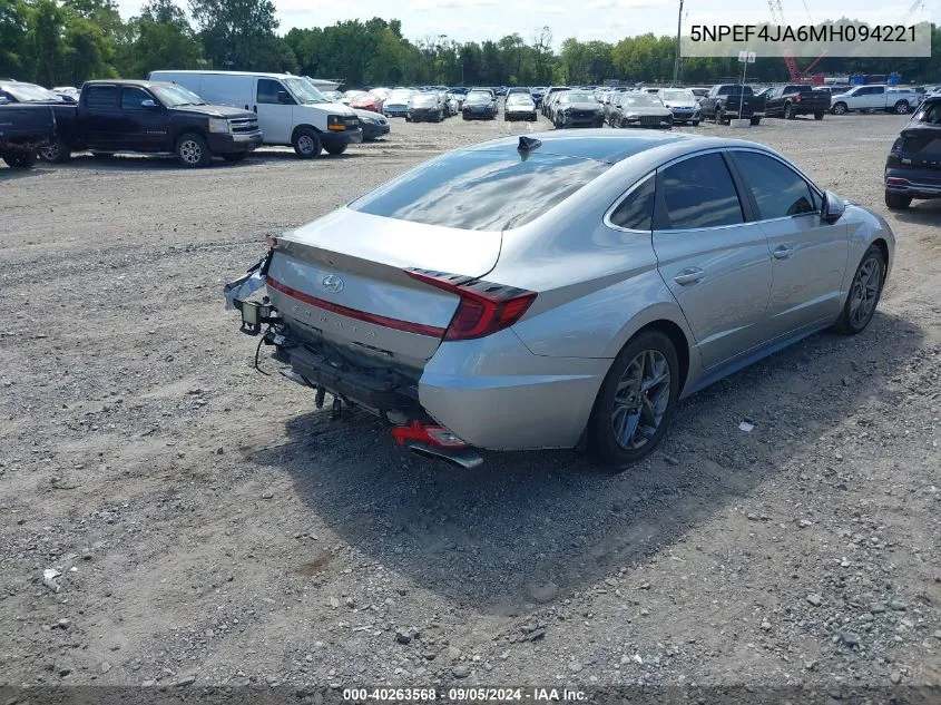 2021 Hyundai Sonata Sel VIN: 5NPEF4JA6MH094221 Lot: 40263568