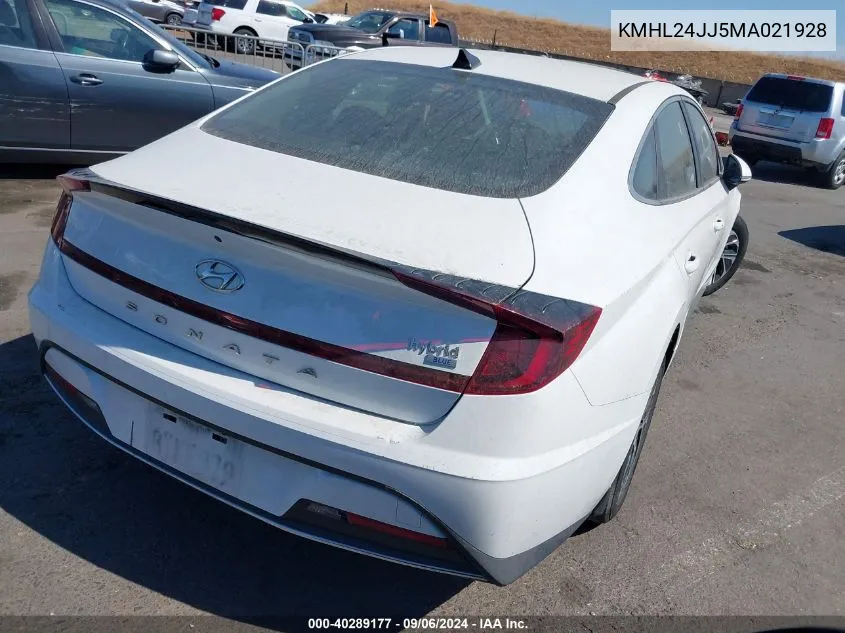 2021 Hyundai Sonata Blue VIN: KMHL24JJ5MA021928 Lot: 40289177