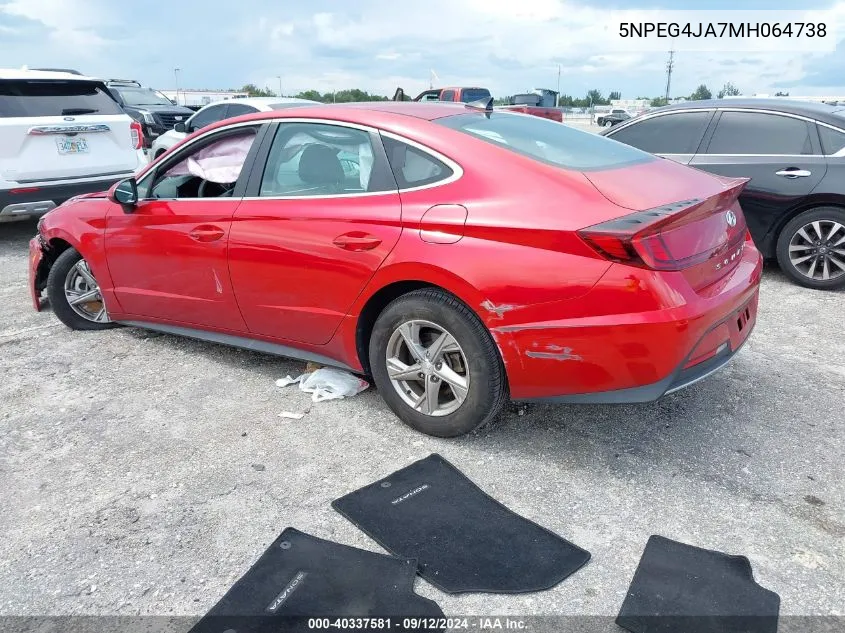 2021 Hyundai Sonata Se VIN: 5NPEG4JA7MH064738 Lot: 40337581