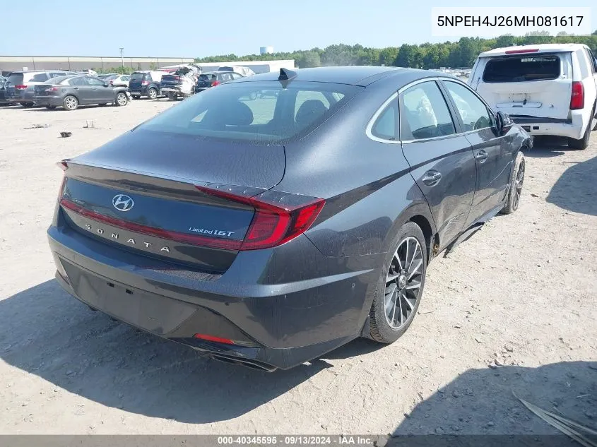 2021 Hyundai Sonata Limited VIN: 5NPEH4J26MH081617 Lot: 40345595