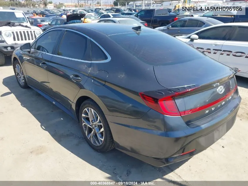 2021 Hyundai Sonata Sel VIN: 5NPEL4JA5MH096986 Lot: 40368847