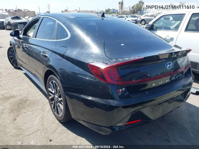 2021 Hyundai Sonata Limited VIN: 5NPEH4J21MH111610 Lot: 40374609