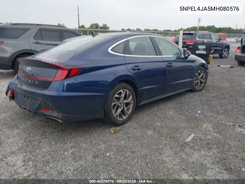 2021 Hyundai Sonata Sel VIN: 5NPEL4JA5MH080576 Lot: 40376070