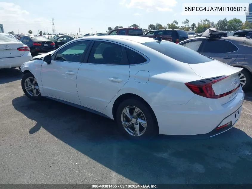 2021 Hyundai Sonata Se VIN: 5NPEG4JA7MH106812 Lot: 40381455