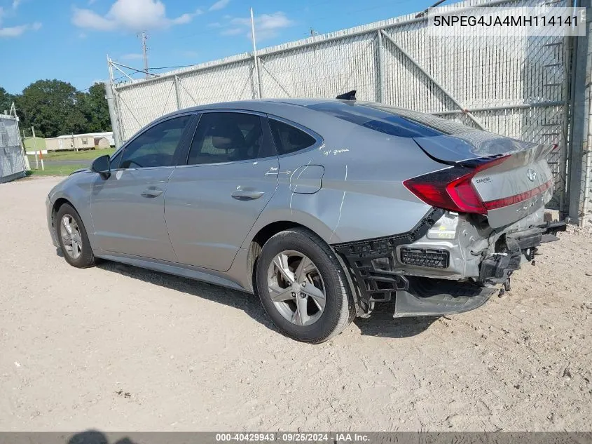 2021 Hyundai Sonata Se VIN: 5NPEG4JA4MH114141 Lot: 40429943