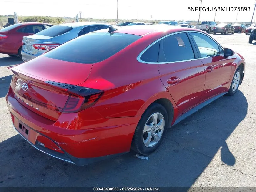 5NPEG4JA8MH075893 2021 Hyundai Sonata Se