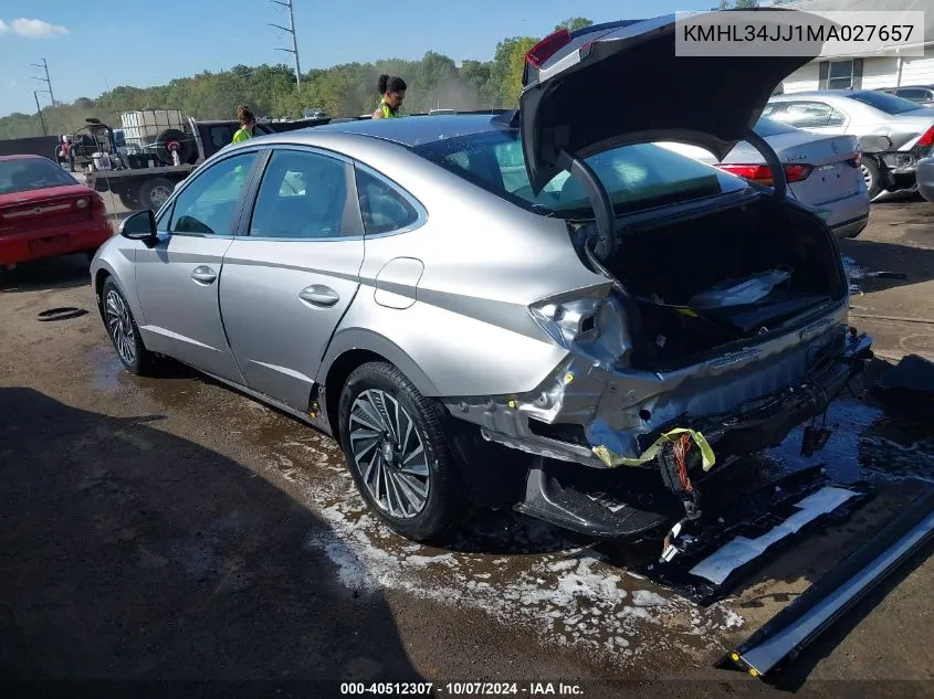 2021 Hyundai Sonata Sel VIN: KMHL34JJ1MA027657 Lot: 40512307