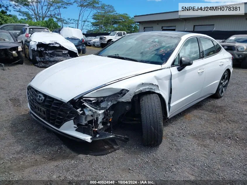 2021 Hyundai Sonata Sel Plus VIN: 5NPEJ4J24MH078381 Lot: 40524548