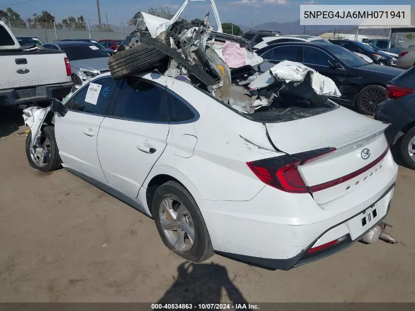 2021 Hyundai Sonata Se VIN: 5NPEG4JA6MH071941 Lot: 40534863