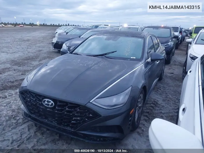 2021 Hyundai Sonata Sel VIN: KMHL14JA8MA143315 Lot: 40536190