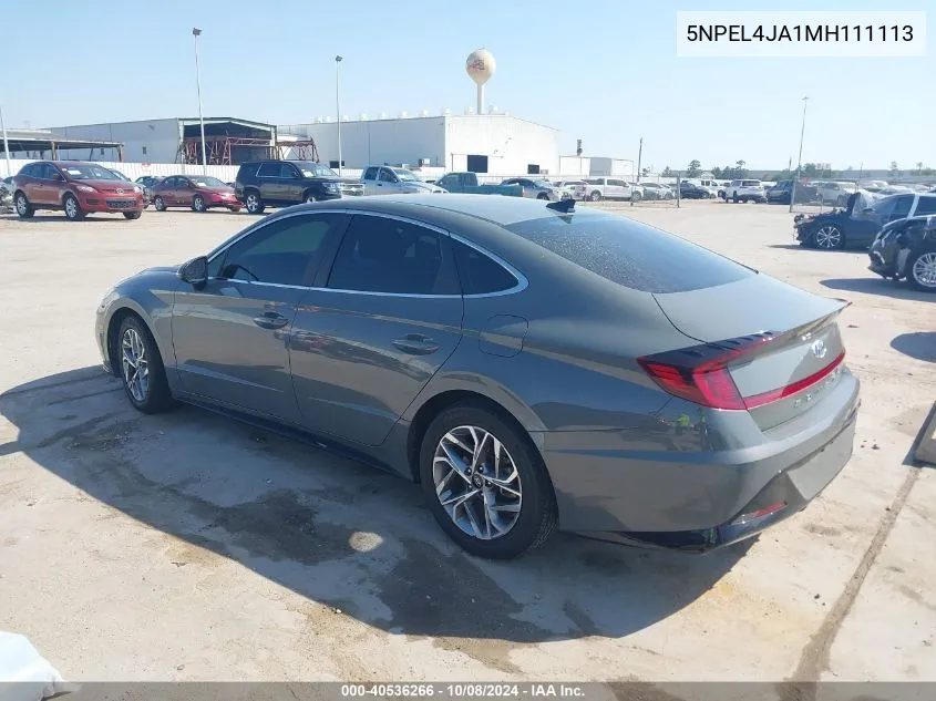 2021 Hyundai Sonata Sel VIN: 5NPEL4JA1MH111113 Lot: 40536266