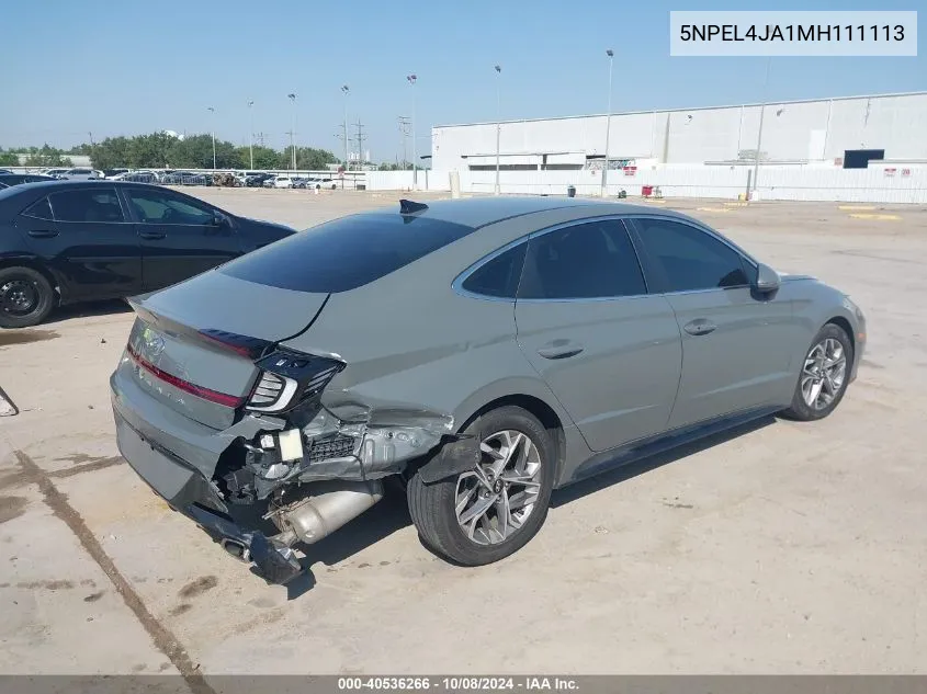 2021 Hyundai Sonata Sel VIN: 5NPEL4JA1MH111113 Lot: 40536266