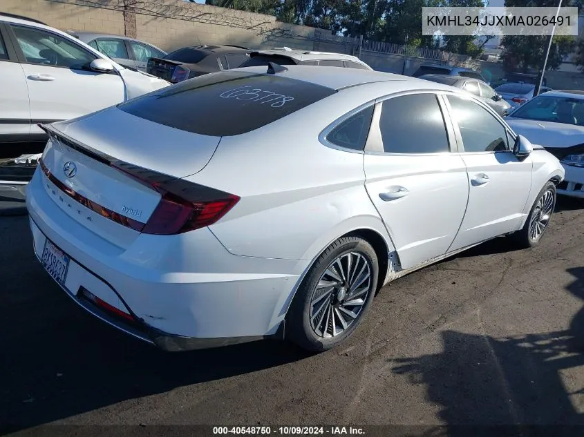 2021 Hyundai Sonata Sel VIN: KMHL34JJXMA026491 Lot: 40548750