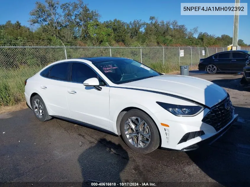 2021 Hyundai Sonata Sel VIN: 5NPEF4JA1MH092392 Lot: 40616618