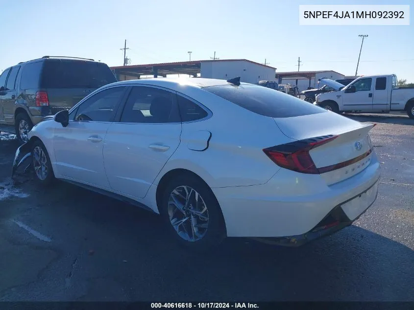 2021 Hyundai Sonata Sel VIN: 5NPEF4JA1MH092392 Lot: 40616618