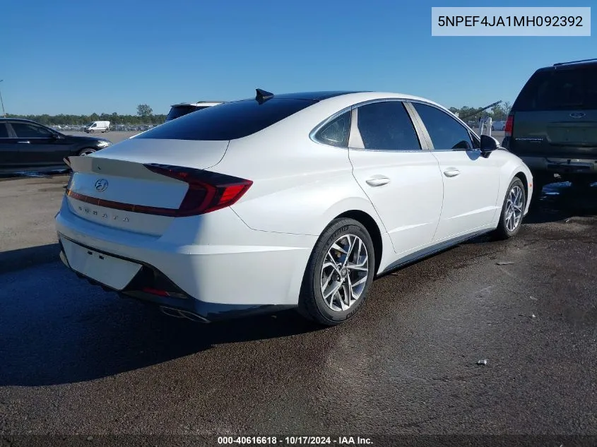 2021 Hyundai Sonata Sel VIN: 5NPEF4JA1MH092392 Lot: 40616618