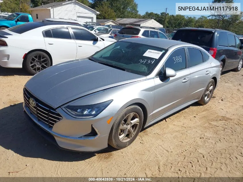 2021 Hyundai Sonata Se VIN: 5NPEG4JA1MH117918 Lot: 40643939