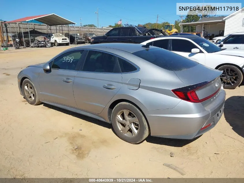 2021 Hyundai Sonata Se VIN: 5NPEG4JA1MH117918 Lot: 40643939