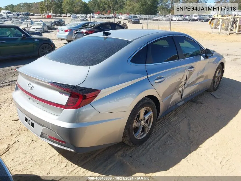 2021 Hyundai Sonata Se VIN: 5NPEG4JA1MH117918 Lot: 40643939