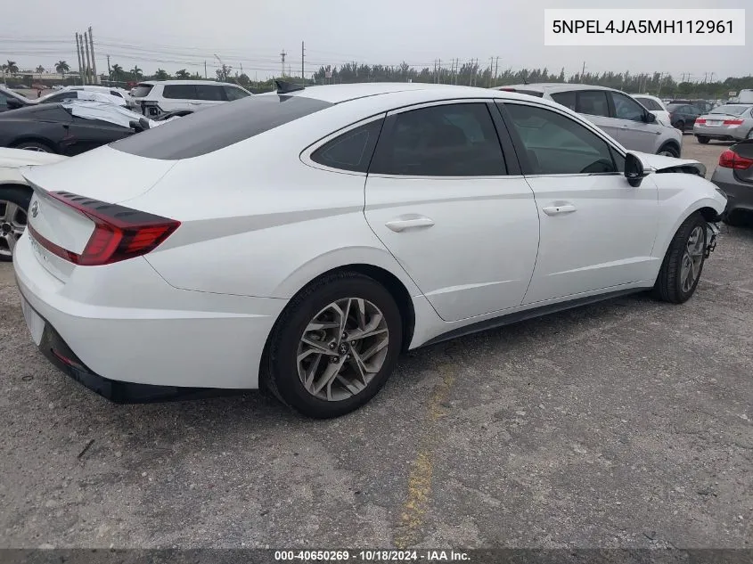 2021 Hyundai Sonata Sel VIN: 5NPEL4JA5MH112961 Lot: 40650269