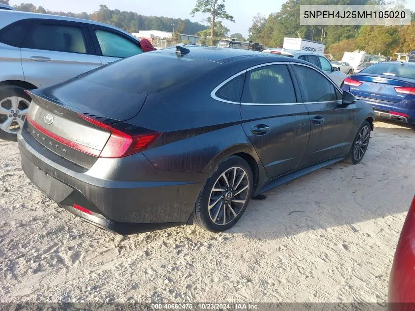 2021 Hyundai Sonata Limited VIN: 5NPEH4J25MH105020 Lot: 40660475