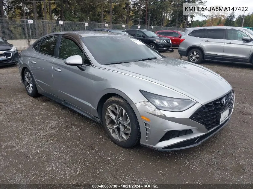 2021 Hyundai Sonata Sel VIN: KMHL64JA5MA147422 Lot: 40663738