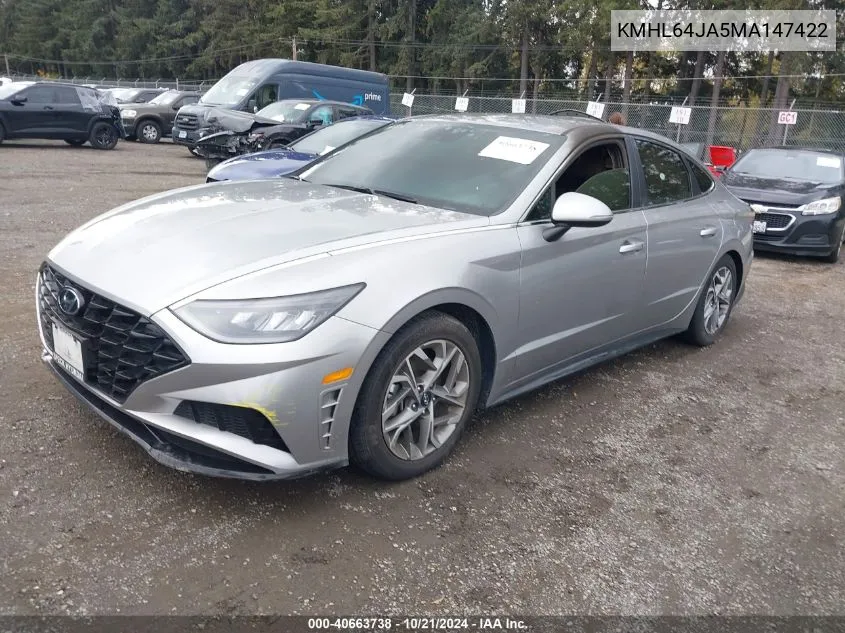 2021 Hyundai Sonata Sel VIN: KMHL64JA5MA147422 Lot: 40663738