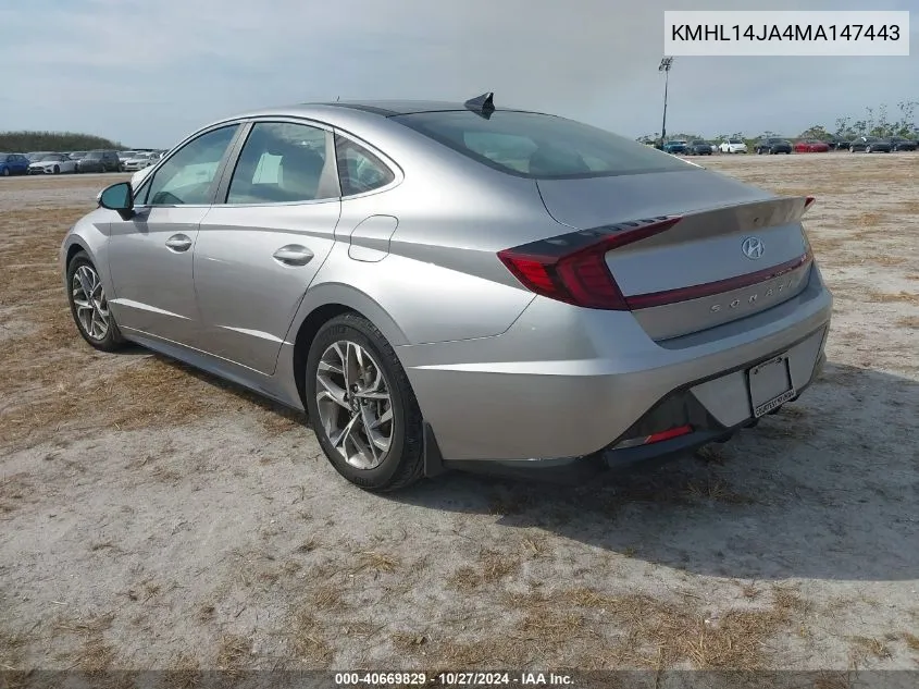 2021 Hyundai Sonata Sel VIN: KMHL14JA4MA147443 Lot: 40669829