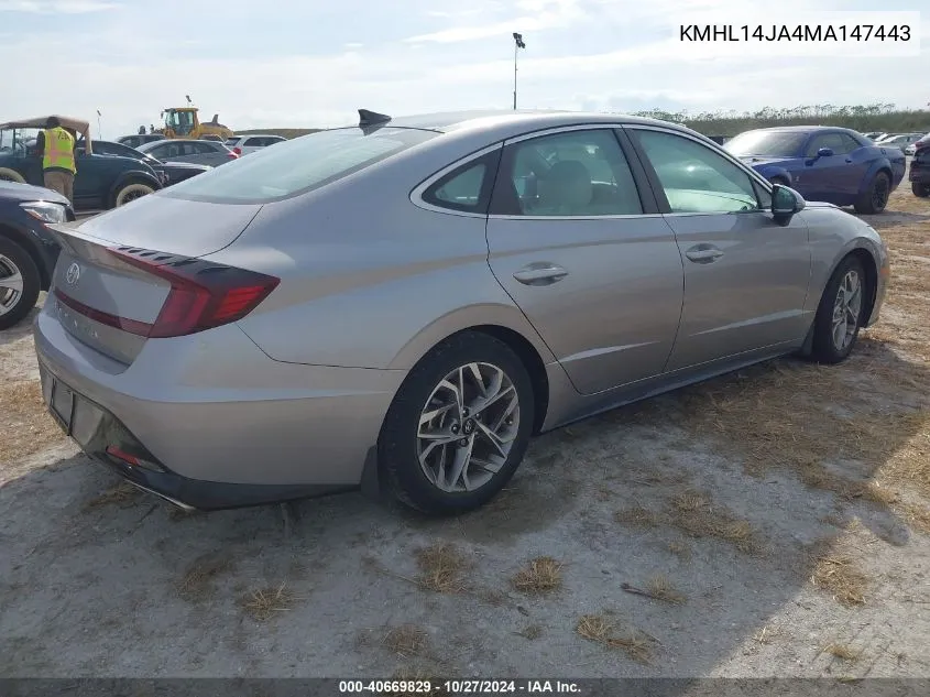 2021 Hyundai Sonata Sel VIN: KMHL14JA4MA147443 Lot: 40669829