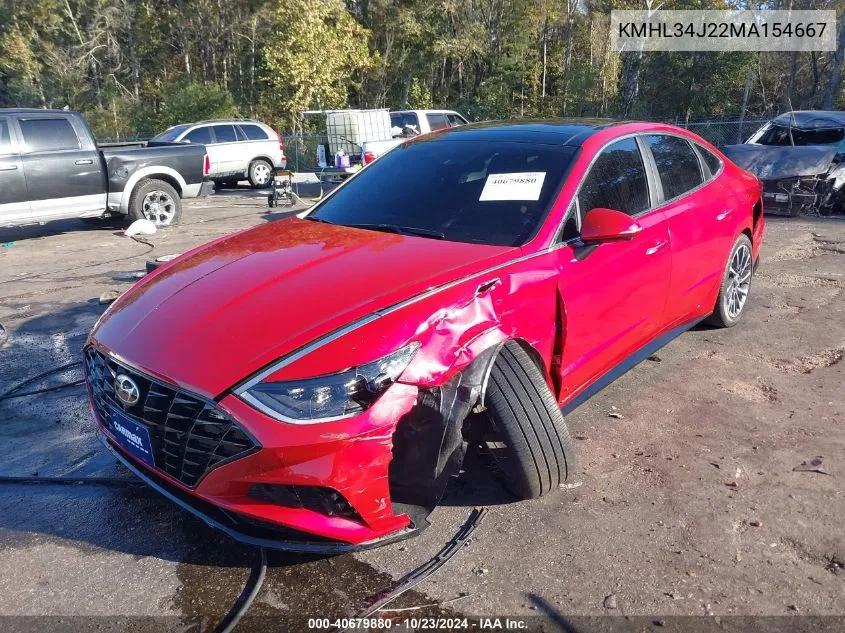 2021 Hyundai Sonata Limited VIN: KMHL34J22MA154667 Lot: 40679880