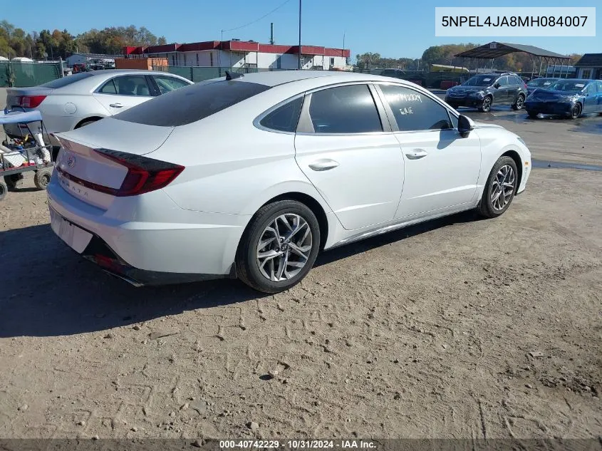 2021 Hyundai Sonata Sel VIN: 5NPEL4JA8MH084007 Lot: 40742229