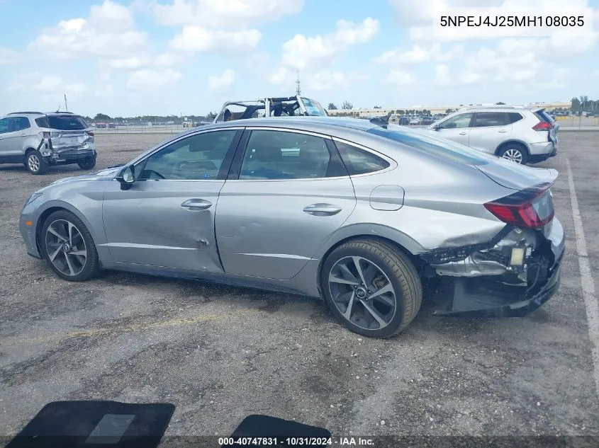 2021 Hyundai Sonata Sel Plus VIN: 5NPEJ4J25MH108035 Lot: 40747831