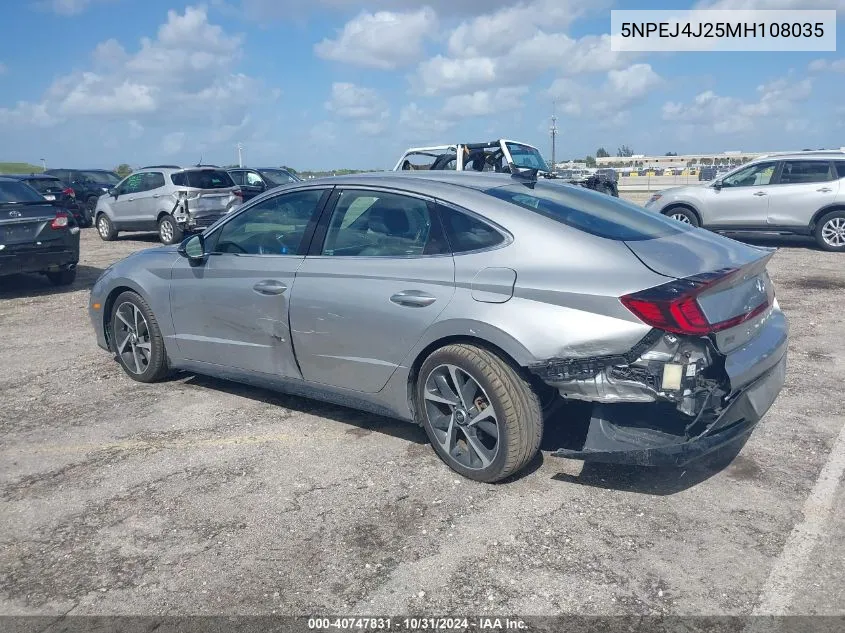 2021 Hyundai Sonata Sel Plus VIN: 5NPEJ4J25MH108035 Lot: 40747831