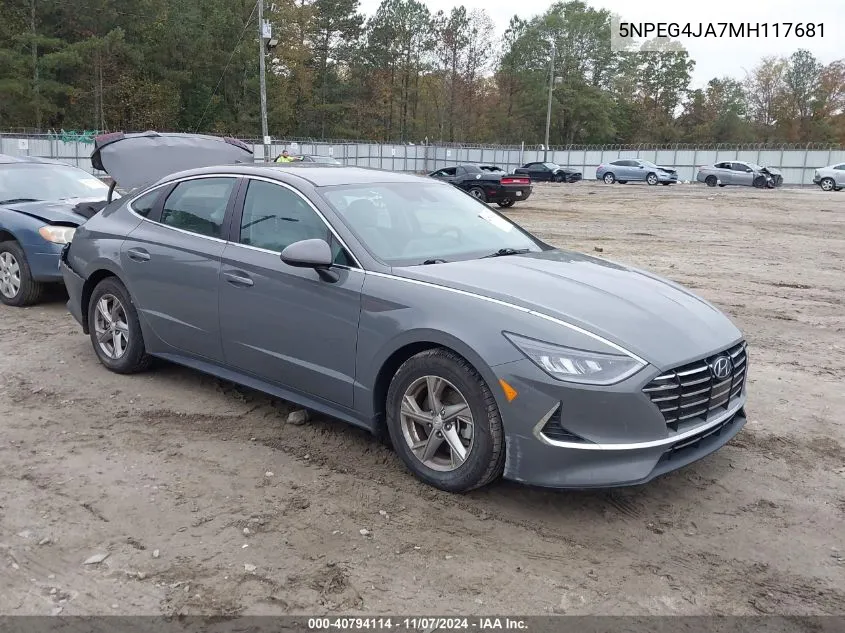 2021 Hyundai Sonata Se VIN: 5NPEG4JA7MH117681 Lot: 40794114