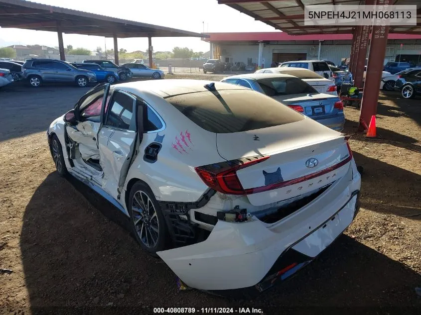 2021 Hyundai Sonata Limited VIN: 5NPEH4J21MH068113 Lot: 40808789