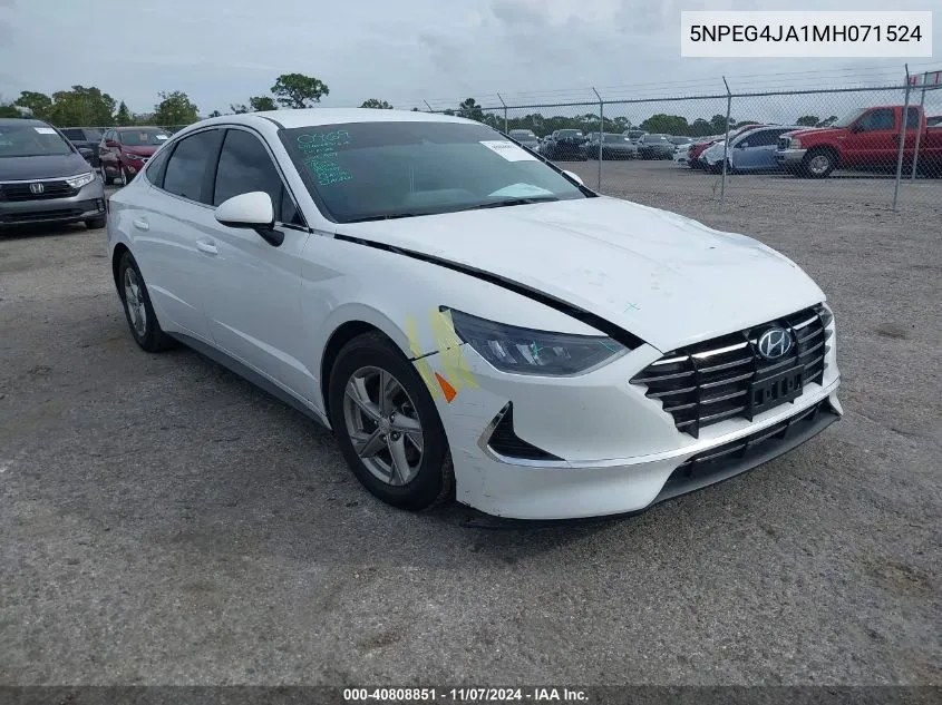 2021 Hyundai Sonata Se VIN: 5NPEG4JA1MH071524 Lot: 40808851