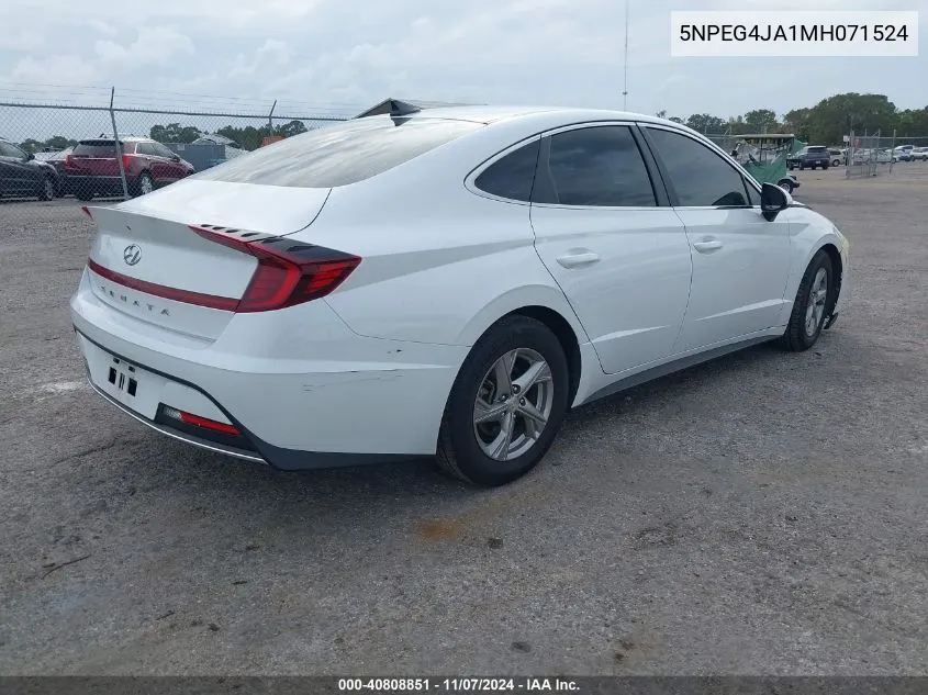 2021 Hyundai Sonata Se VIN: 5NPEG4JA1MH071524 Lot: 40808851