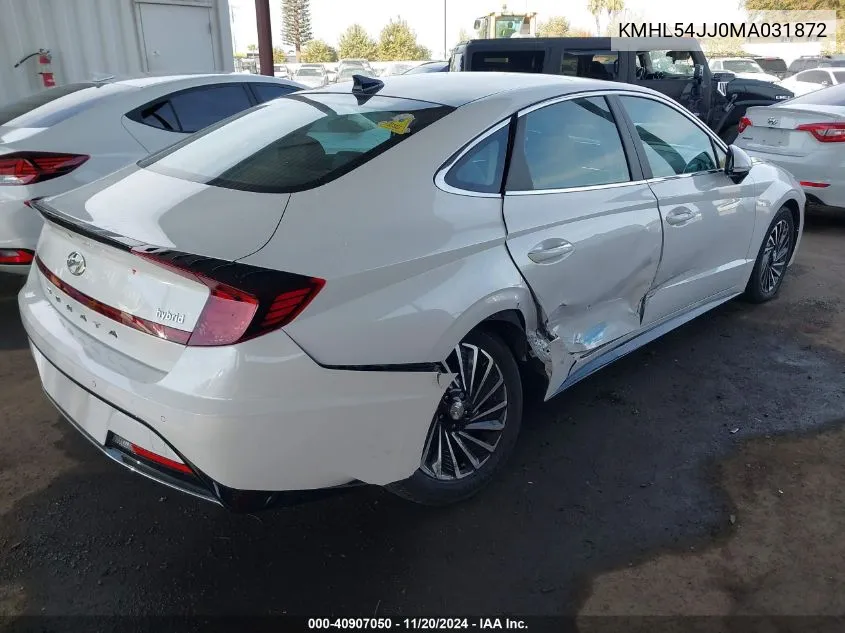 2021 Hyundai Sonata Limited VIN: KMHL54JJ0MA031872 Lot: 40907050