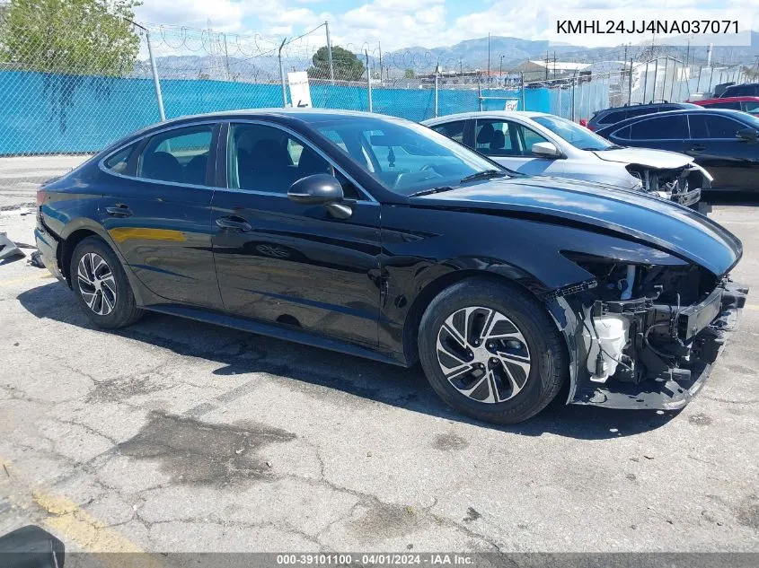 2022 Hyundai Sonata Hybrid Blue VIN: KMHL24JJ4NA037071 Lot: 39101100