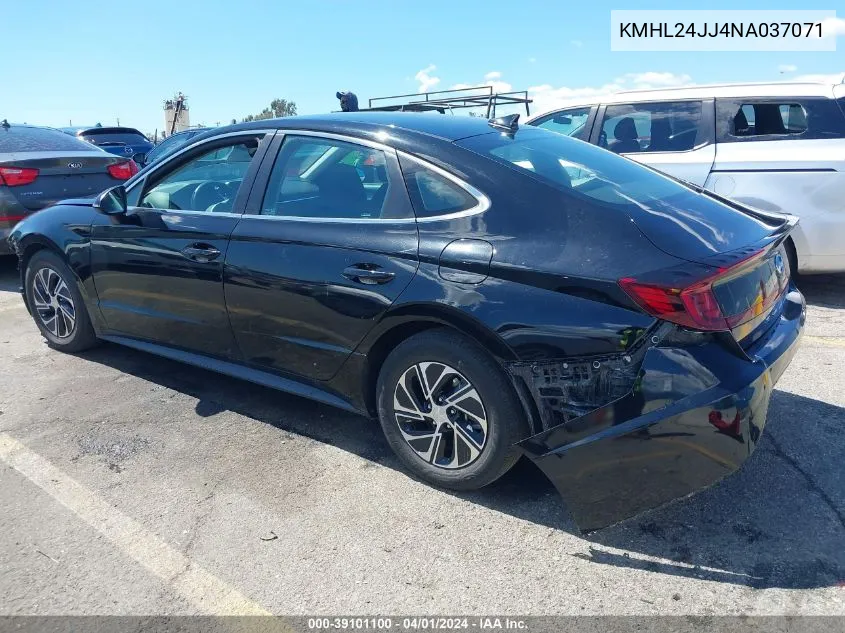 2022 Hyundai Sonata Hybrid Blue VIN: KMHL24JJ4NA037071 Lot: 39101100