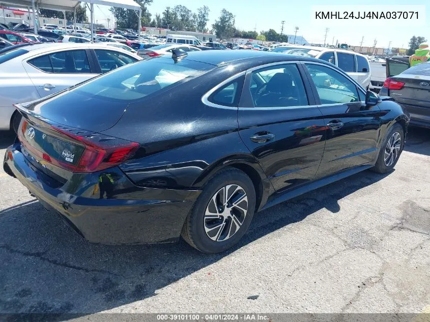 2022 Hyundai Sonata Hybrid Blue VIN: KMHL24JJ4NA037071 Lot: 39101100