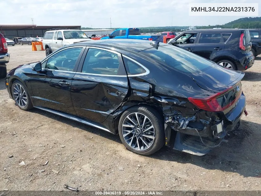 2022 Hyundai Sonata Limited VIN: KMHL34J22NA231376 Lot: 39436319