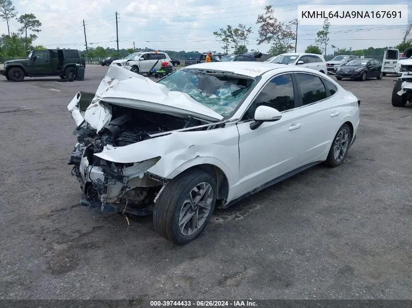 2022 Hyundai Sonata Sel VIN: KMHL64JA9NA167691 Lot: 39744433