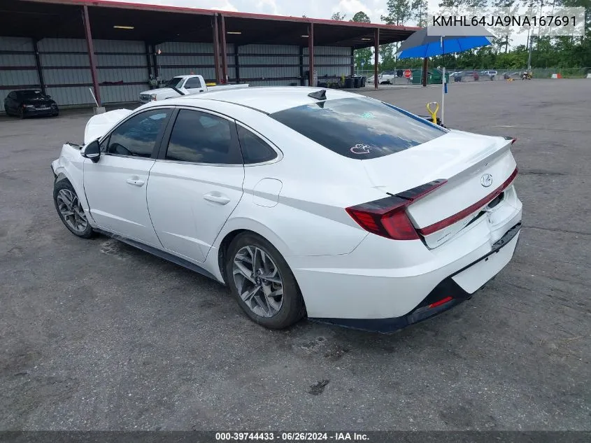 2022 Hyundai Sonata Sel VIN: KMHL64JA9NA167691 Lot: 39744433