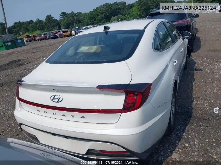 2022 Hyundai Sonata Se VIN: KMHL24JA8NA225124 Lot: 39859113