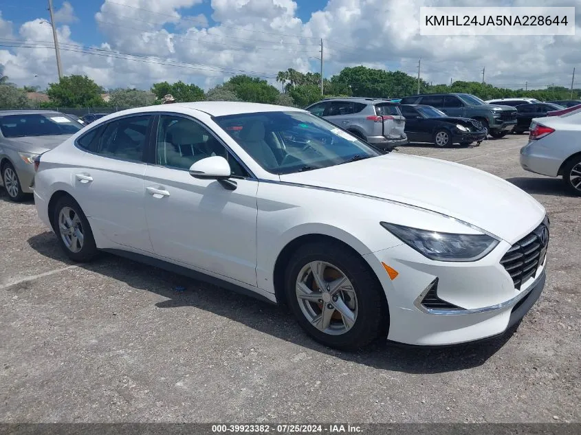 2022 Hyundai Sonata Se VIN: KMHL24JA5NA228644 Lot: 39923382