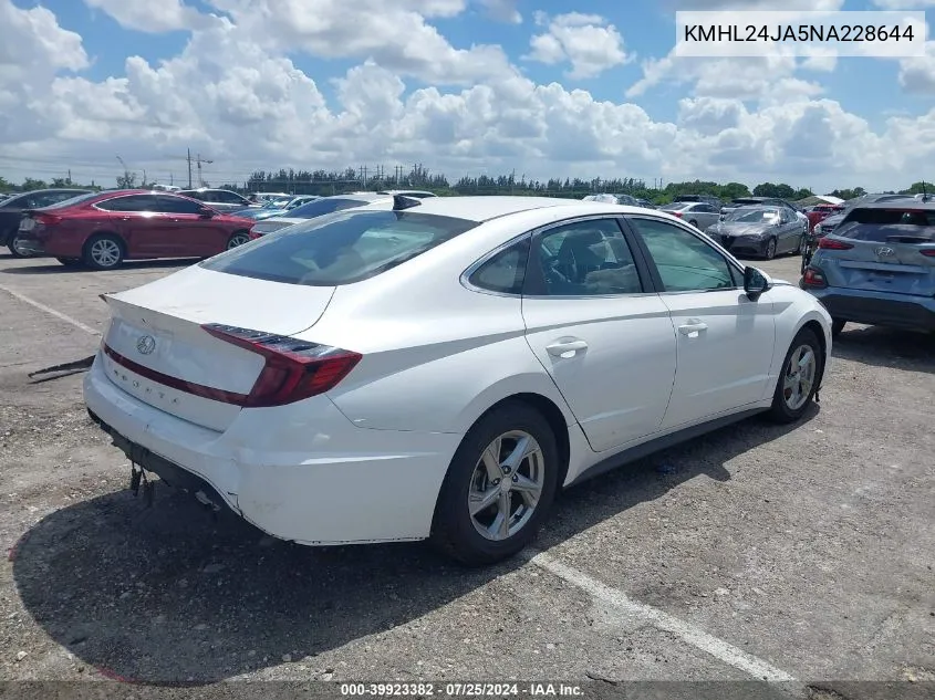 KMHL24JA5NA228644 2022 Hyundai Sonata Se