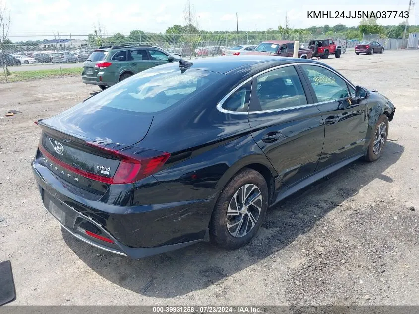 2022 Hyundai Sonata Hybrid Blue VIN: KMHL24JJ5NA037743 Lot: 39931258