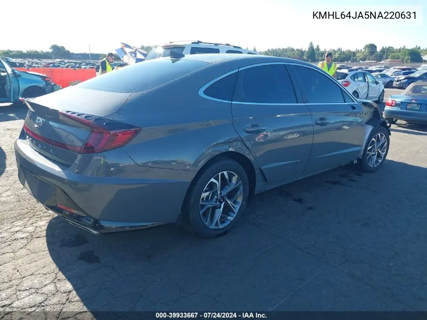 2022 Hyundai Sonata Sel VIN: KMHL64JA5NA220631 Lot: 39933667